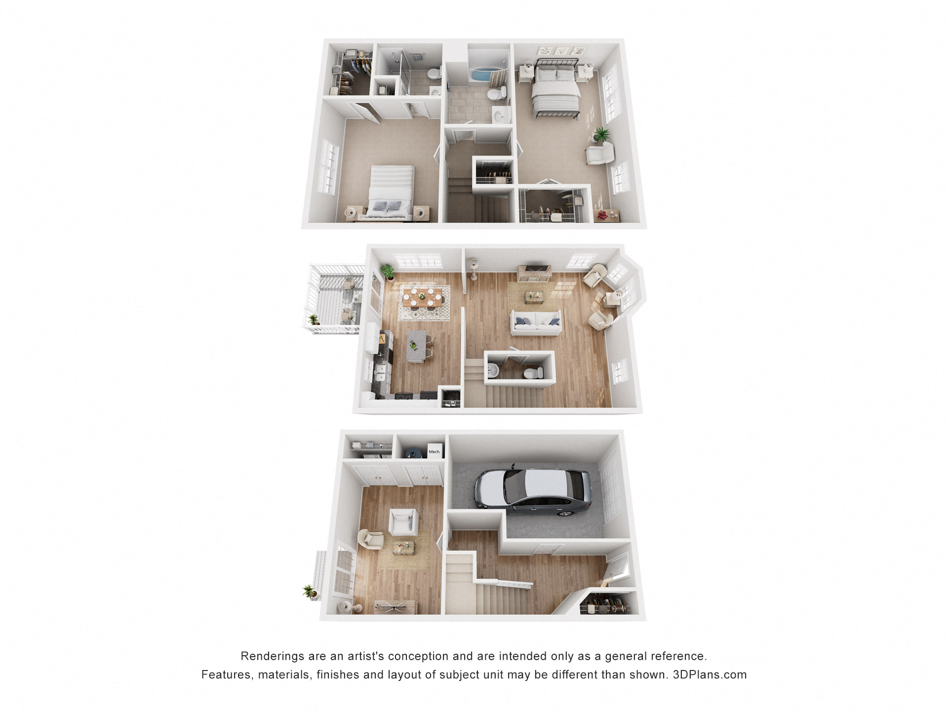 Floor plan for 2 beds, 2.5 baths, 1880 sqft